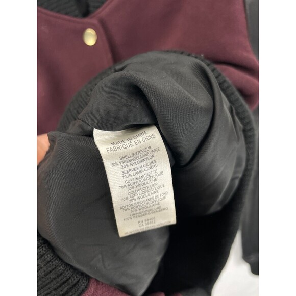 Theory Varsity Bomber Jacket Women’s Size SP Burgundy Wool Blend Petite - Picture 6 of 7